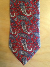 Men's Vintage Christian Dior Monsieur Red Paisley Silk Tie-56Lx3.25W-Made in USA