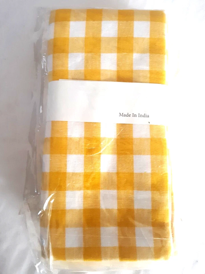 Кухонные полотенца 6 карат из 100% хлопка с конфетами желто-белый клетчатый дизайн - Изображение 2 из 2