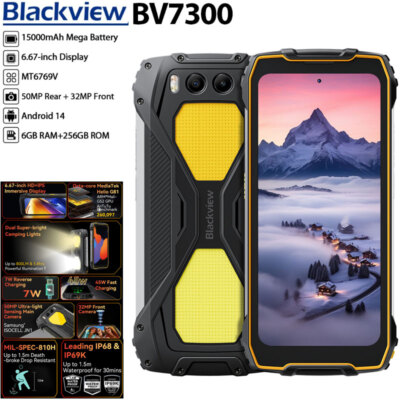 Global Blackview BV7300 4G LTE Rugged Phone Android 14 Mobile Waterproof Camping