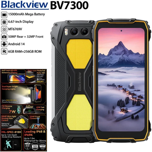 العالمية بلاكفيو BV7300 4 G LTE وعرة الهاتف الروبوت 14 موبايل التخييم للماء