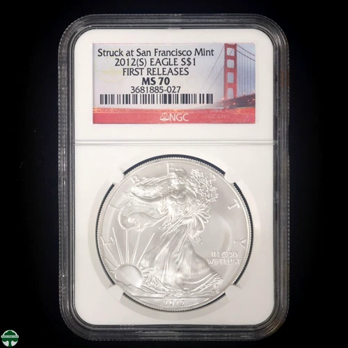 2012(S) American Silver Eagle NGC MS 70 - First Releases - Bridge lable