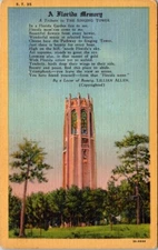 1940s Tribute Poem to Singing Tower Iron Mountain Florida Vintage Postcard