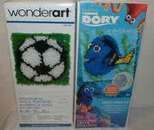 Lot of 2 Latch Hook Kits - Disney Pixar Finding Dory & Wonder Art Soccer - New