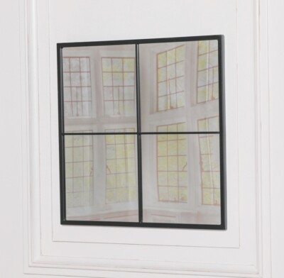 Gitter Quadrat Metall Fensterrahmen Optik Akzent Spiegel 60 cm Wohndeko