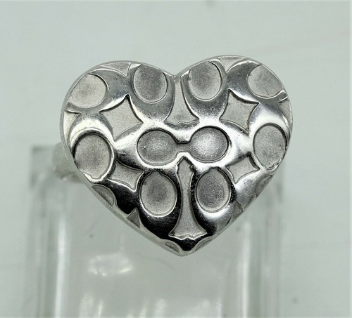coach heart ring silver