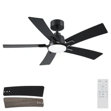 46 Inch Ceiling Fans with Lights and Remote, Black Ceiling Fan, Downrod Style...