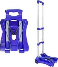 Lightweight Folding Hand Truck - 110 lbs Capacity Portable Luggage Cart in Blue