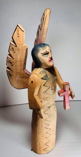 Antique Oaxacan Hand Carved Wood Religious Angel Figure-Vintage Oaxaca Piece!
