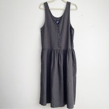 Vintage Gap womens houndstooth dress Sz S dark academia preppy button front midi