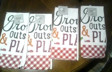 Set 4 Design Imports Grow Outside & Play Printed Dishtowels 100% Cotton NWT