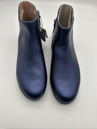 Fitflop Damen Ziggy Reißverschluss durchsichtig metallic blau Leder Stiefel, neu ohne Karton **