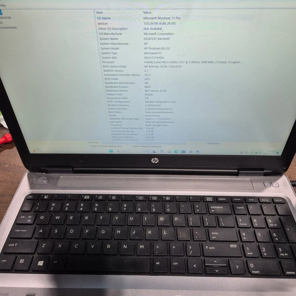 HP ProBook 650 G2 15.6" (256 GB SSD, Intel Core i5 6300U, 3.0GHz, 12GB) Laptop- - Image 3 of 4