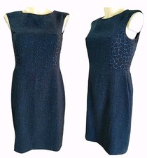 Ann Taylor Black And Teal Geometric Animal Print Dress Size 4