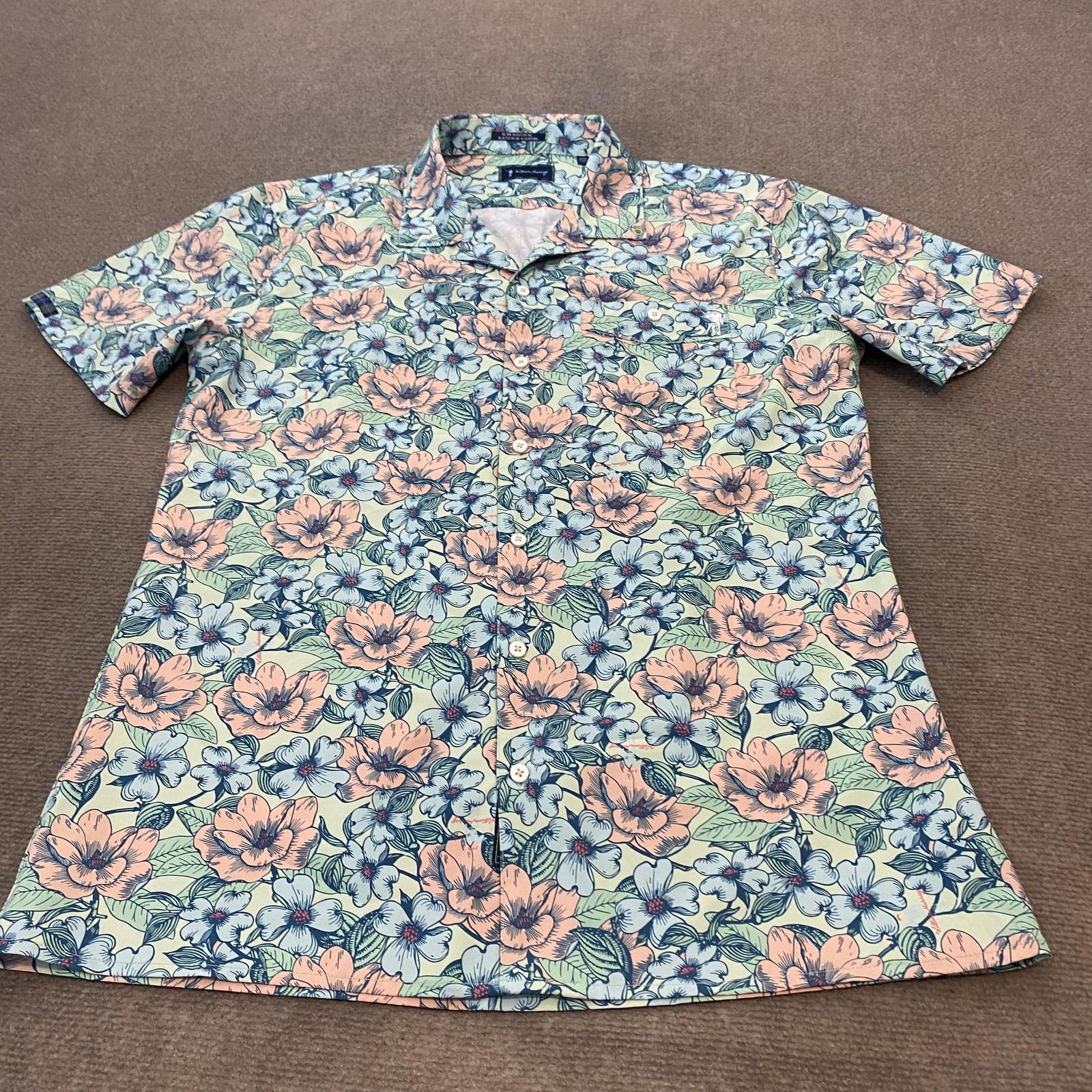 William Murray Shirt Mens Large Floral Hawaiian Golf Performance Stretch