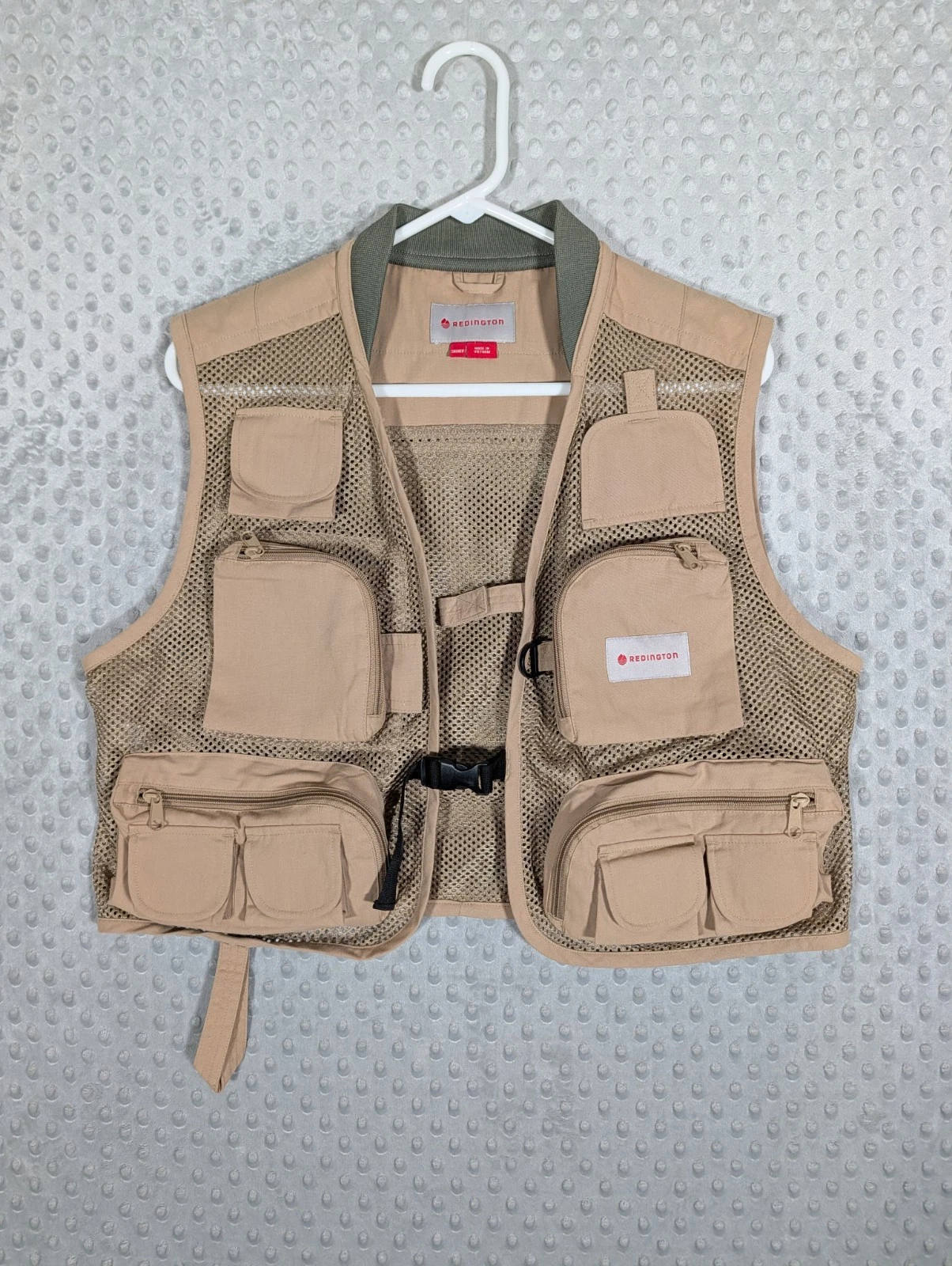 Redington Fly Fishing Vest Men's Small/Medium Clark Fork Mesh Safari Khaki EUC