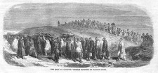 FRANCE Military Camp at Chalons, Soldiers on Fatigue Duty - Antique Print 1863