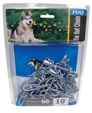 PDQ 43710 Silver Steel Large Dog Tie Out Chain 10 L ft. for Dogs Upto 60 lbs.