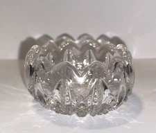 Vintage Clear Glass Open Salt Dish Sawtooth Rim Diamond Pattern
