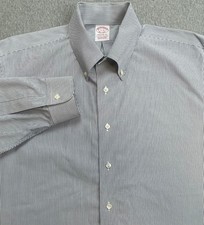 Brooks Brothers Shirt Mens 17 - 36 Stripped 100 Cotton Madison Oxford OCBD