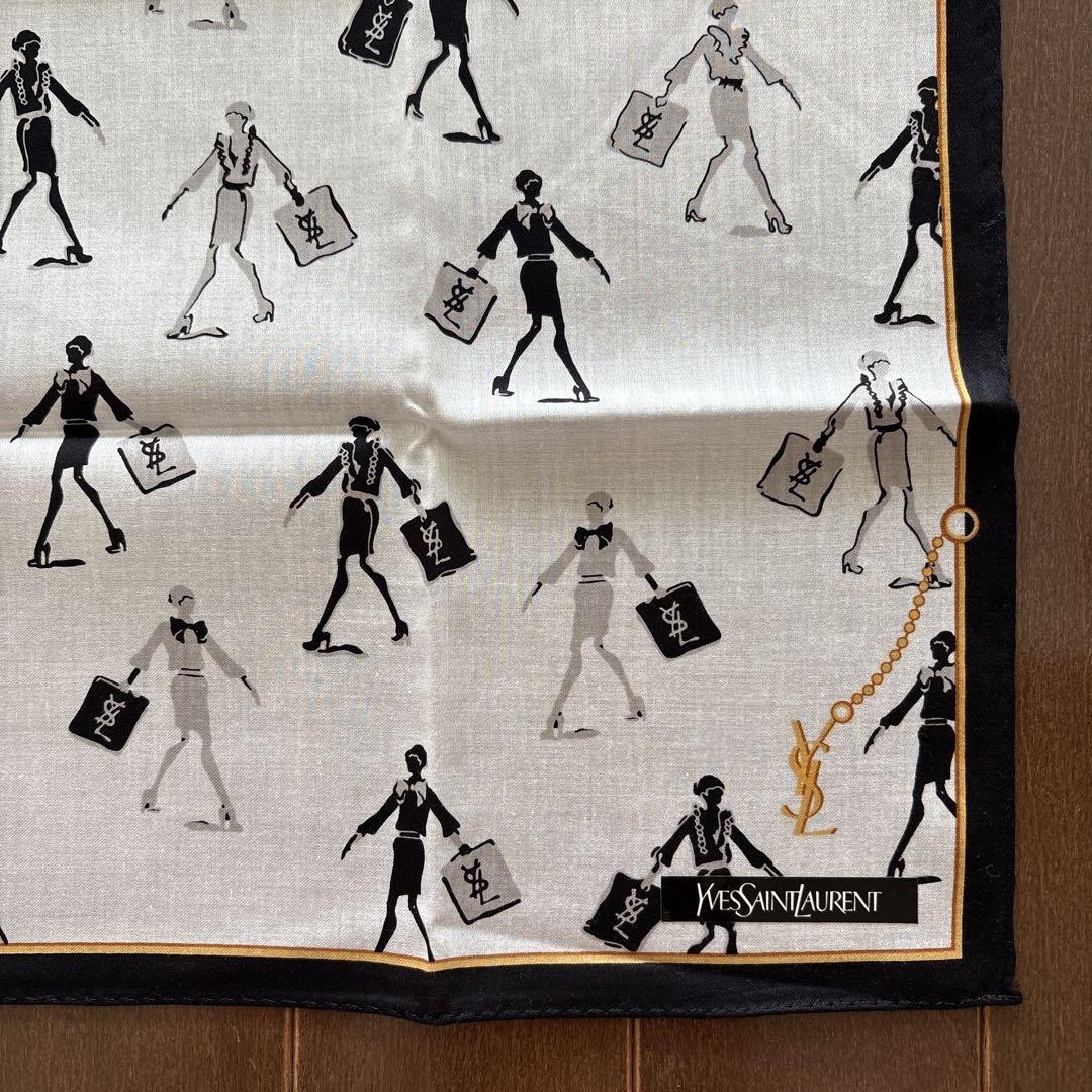 Yves Saint Laurent fazzoletto cotone 49 cm 18" borsa quadrata nero