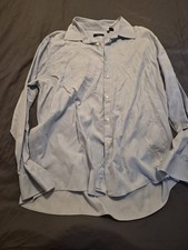 Hugo Boss Men's Dress Shirt 18.5 36/37 Blue  White Striped Long Sleeve
