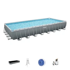 Bestway Power Steel 31'4" x 16' x 52" Rectangular Metal Frame Above Ground Pool