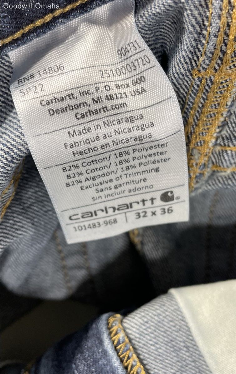 Carhartt Men's Size 32x36 Blue Denim Relaxed Fit Straight Leg Jeans Pre-Owned thumbnail 5