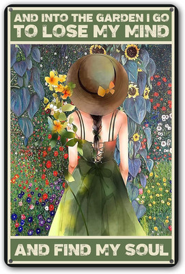 Funny and into the Garden I Go Metal Sign: Women'S Garden Gift for Yard, Backyar