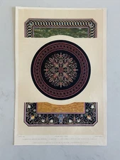 Antique Victorian Florentine Mosaic & Enamelled Slate Design Print – 1852
