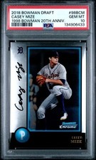 CASEY MIZE 2018 Bowman Draft 1998 BOWMAN 20TH ANNIV. #98BCM PSA 10 GEM MT PreRC