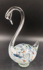 Scultura statua statuetta soprammobile Cigno Vetro Murano colore a fantasia