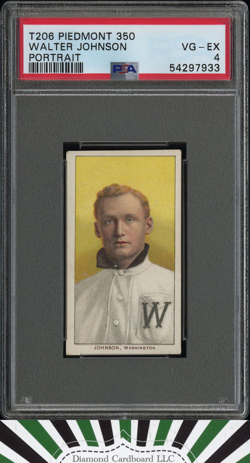 1910 T206 Piedmont 350 Walter Johnson Portrait PSA 4