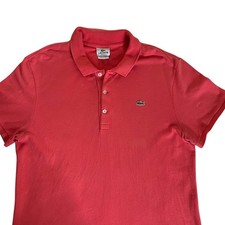 Lacoste Stretch Fit Polo Shirt Logo Red Pink Short Sleeve Size 6 Made in Peru