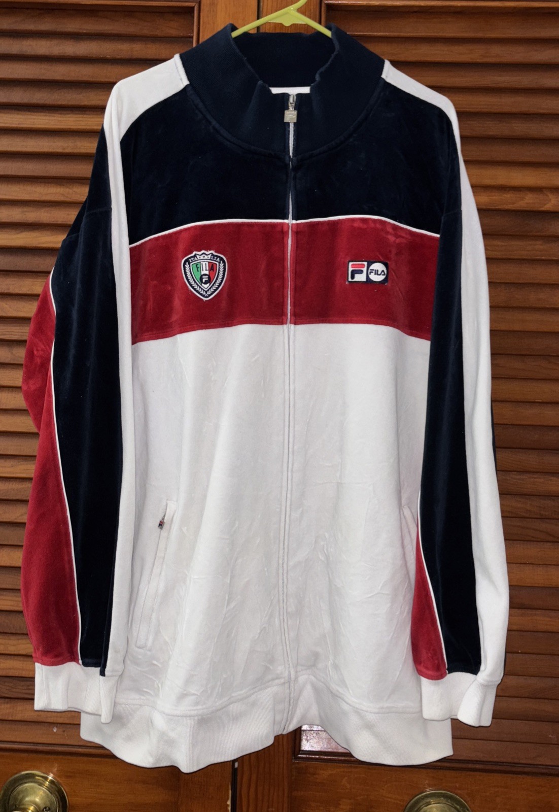 Fila Italia Velour Rosso Bianco Blu U23005 401 Giacca Riscaldamento Pista Uomo 3XL