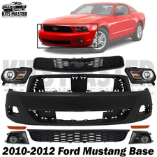 Front Bumper Cover Primed & Headlights Assembly Kit For 2010-2012 Ford Mustang