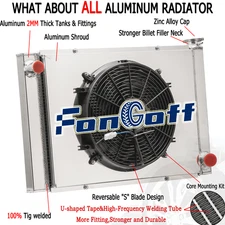 4Row Radiator Shroud Fan For Chevy GM SBC BBC High Performance 28"X19" Universal