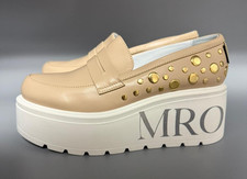 Marco Moreo women's wedge loafer sneakers shoes beige