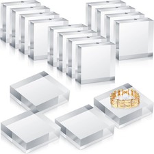 Vicenpal 16 Pieces Acrylic Square Display Blocks 3 x 3 x 1 Inches Clear clear 