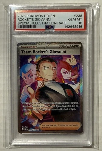 Team Rocket's Giovanni 238/182 Sv10: Destined Rivals Holo PSA 10
