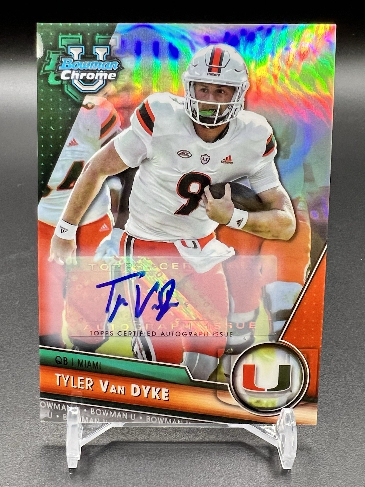 Tyler Van Dyke Auto 2023 Bowman University Rookie Chrome Refractor /499 SMU