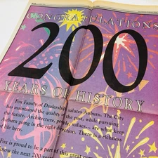 AUBURN N.Y. BICENTENNIAL Newspaper Broadsheet 1993 Columbian Rope Wegman’s Piano