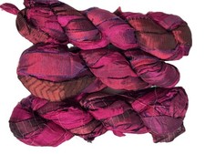 Tariff FREE 100 g Recycled Sari Silk Ribbon Yarn Hot Pink