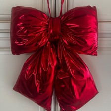 23"  Red  Metallic Bow Modern Elegant  Christmas  Hanging Decor