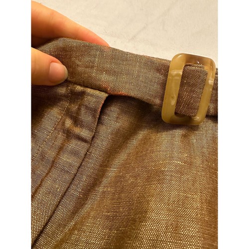 David N. Woman's Belted Linen Blend Brown Trousers Wide Leg Size 10p - Picture 5 of 5
