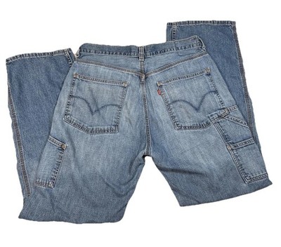 Levis Carpenter Jeans Mens 32x32 Blue Loose Straight Distressed Workwear Denim
