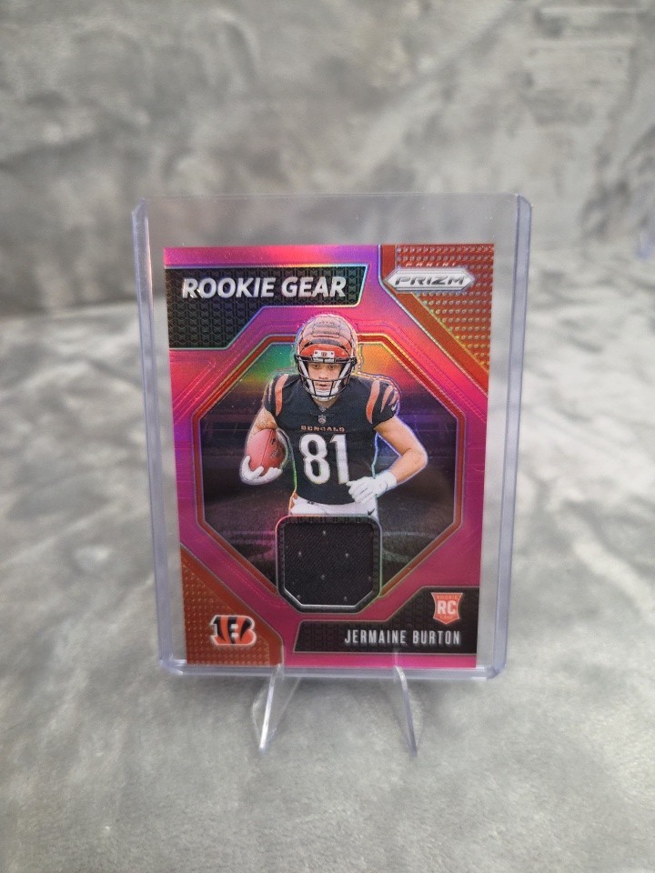 2024 Panini Prizm #RG-JBN JERMAINE BURTON Rookie Gear Pink Patch RC Bengals