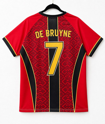 Belgium Kevin De Bruyne #7 Soccer Jersey Red/Black/Yellow Unisex Adult M
