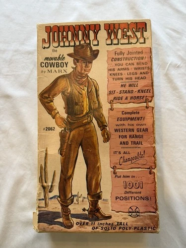 Marx Johnny West Action Figure w Accessories & Horse Lot Vintage in Original box