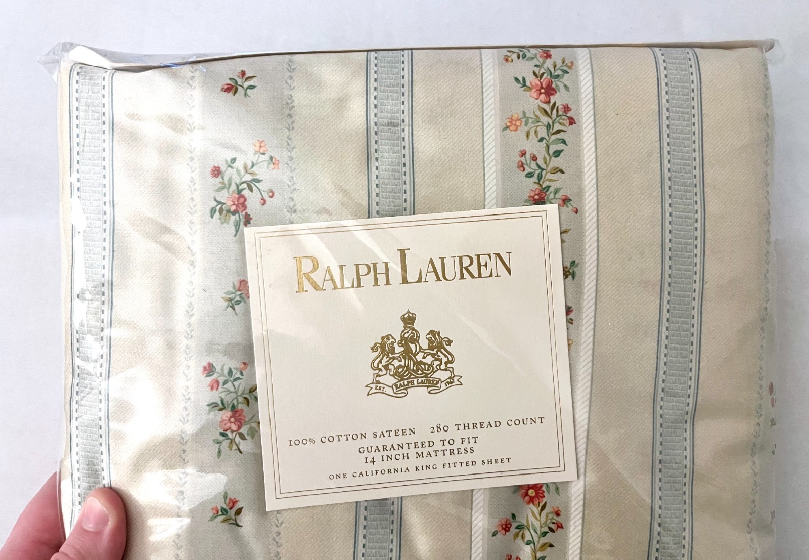 Vintage NIP Ralph Lauren Julianne California King Sateen Fitted Sheet