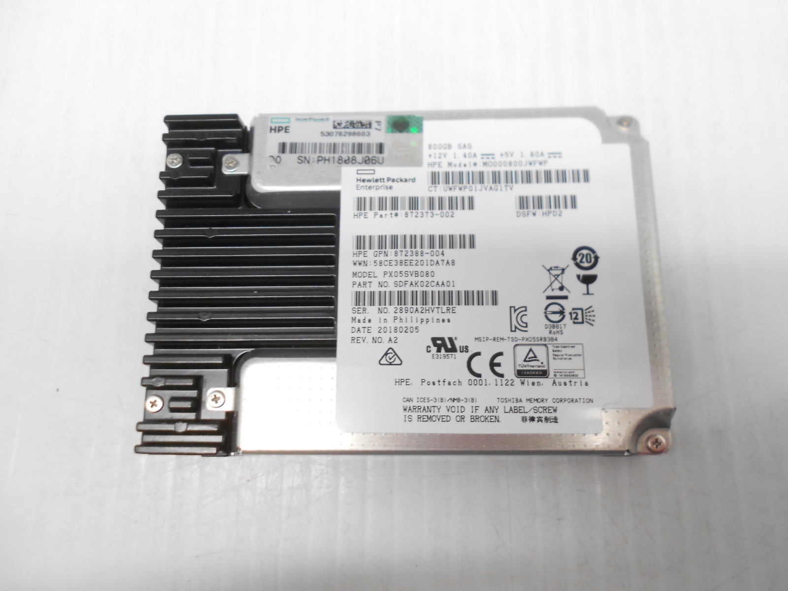 HP 800GB SSD SAS 12Gbps Server Hard Drive 2.5" PX05SVB080 872388-004 ...
